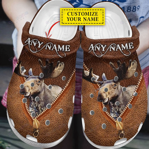 Moose Hunting Leather Pattern Shoes Tv058430 Personalized Clogs