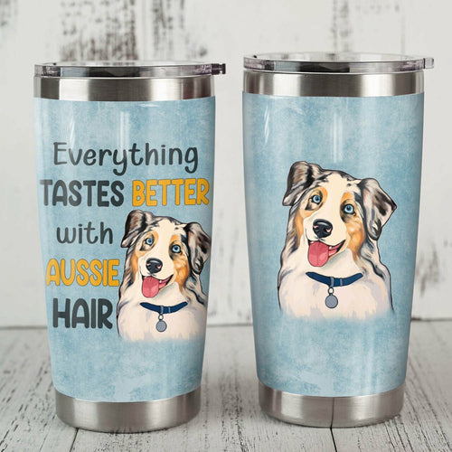 Tumbler Australian Shepherd Dog Steel Personalized Stainless Steel Tumbler Customize Name, Text, Number Mr0705 68O52 - Love Mine Gifts