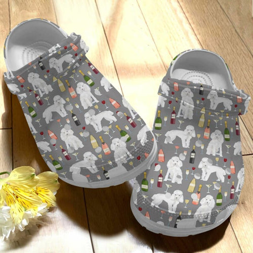 Poodle And Wine 6 Gift For Lover Rubber , Comfy Footwear Personalized Clogs