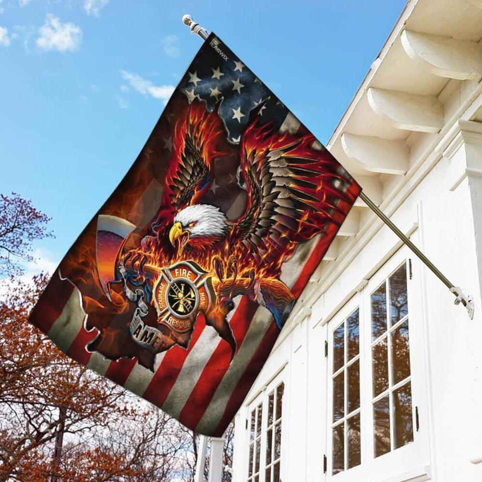 Firefighter Pride American Eagle Flag | Garden Flag | Double Sided House Flag