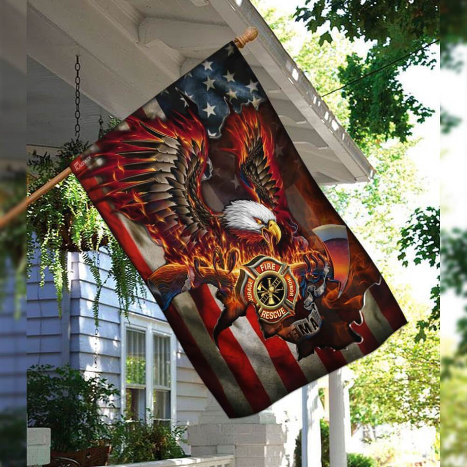 Firefighter Pride American Eagle Flag | Garden Flag | Double Sided House Flag