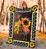 Fleece Blanket Flamingo Dark Sunflower Personalized Custom Name Date Fleece Blanket Print 3D, Unisex, Kid, Adult - Love Mine Gifts