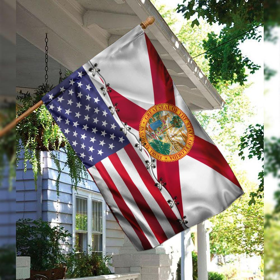 Florida & American Flag | Garden Flag | Double Sided House Flag