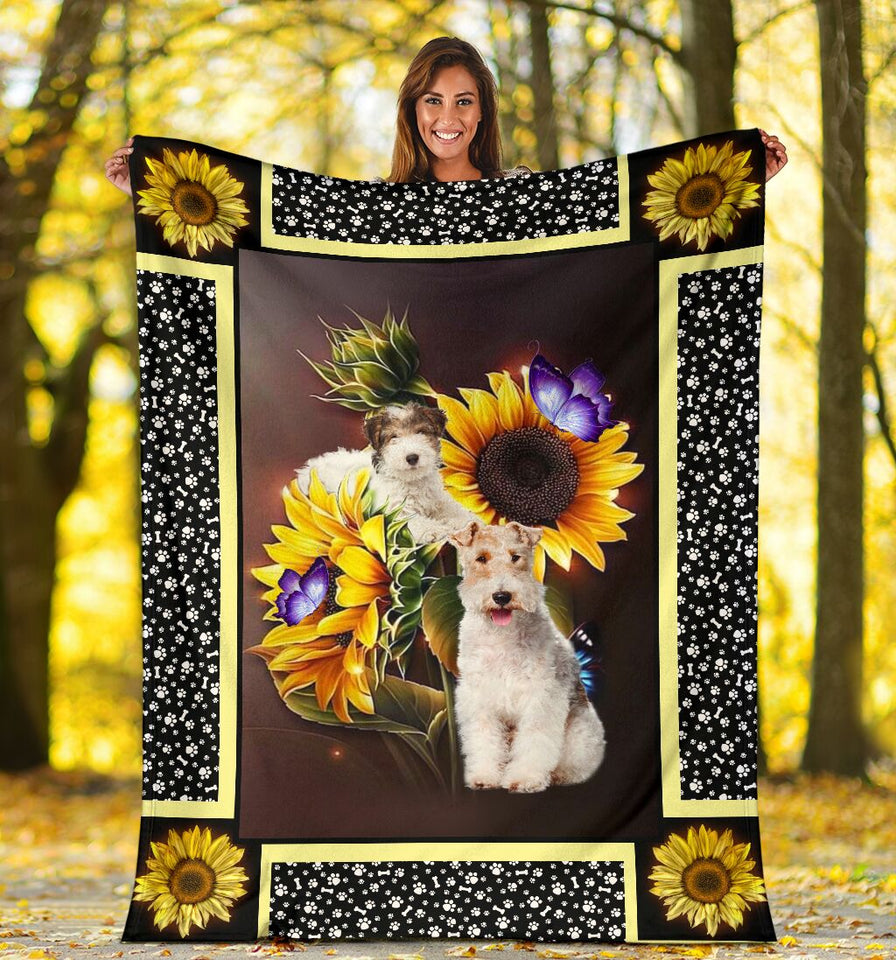 Fox terrier dark sunflower blanket