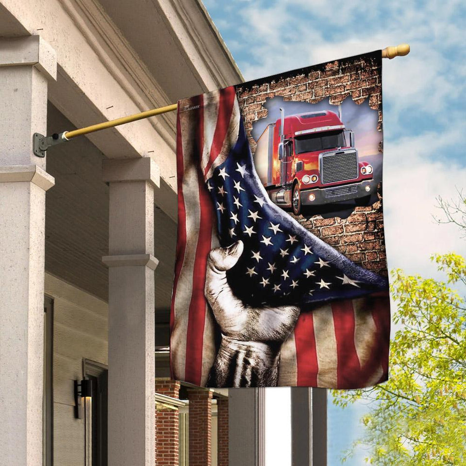Freightliner Trucks American Flag | Garden Flag | Double Sided House Flag