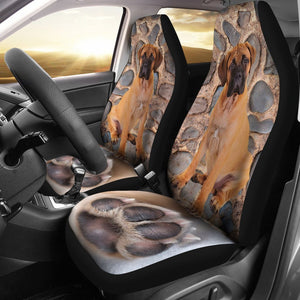 Car Seat Covers Bullmastiff Dog With Paw Print Car Seat Covers Set 2 Pc, Car Accessories Seat Cover - Love Mine Gifts