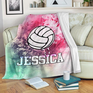 Fleece Blanket Volleyball - Pink - Personalized Name Fleece Blanket Custom Text Print 3D, Unisex, Kid, Adult - Love Mine Gifts