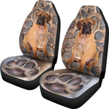 Car Seat Covers Bullmastiff Dog With Paw Print Car Seat Covers Set 2 Pc, Car Accessories Seat Cover - Love Mine Gifts