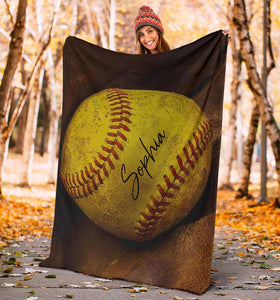 Fleece Blanket Softball - Memory - Personalized Name Fleece Blanket Custom Text Print 3D, Unisex, Kid, Adult - Love Mine Gifts