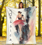 Fleece Blanket Ballet Dancer Personalized Name Fleece Blanket Custom Text Print 3D, Unisex, Kid, Adult - Love Mine Gifts