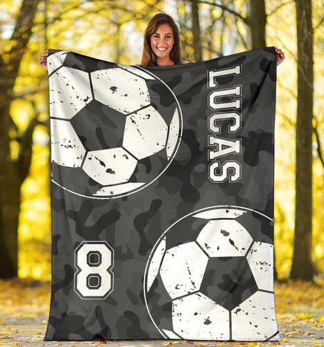 Fleece Blanket Soccer Personalized Name Fleece Blanket Custom Text Print 3D, Unisex, Kid, Adult - Love Mine Gifts