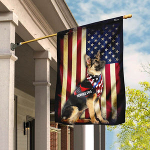 German Shepherd Service Dog American Flag | Garden Flag | Double Sided House Flag