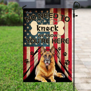 German Shepherd. We Know You Are Here Flag | Garden Flag | Double Sided House Flag