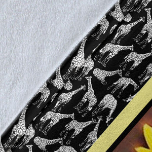 Fleece Blanket Giraffe Dark Sunflower Personalized Custom Name Date Fleece Blanket Print 3D, Unisex, Kid, Adult - Love Mine Gifts