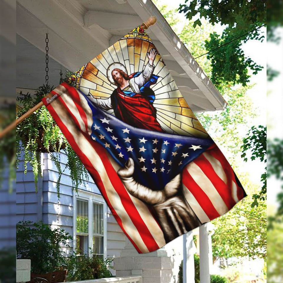 God Jesus Christian American Flag | Garden Flag | Double Sided House Flag
