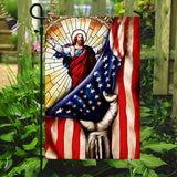 God Jesus Christian American Flag | Garden Flag | Double Sided House Flag
