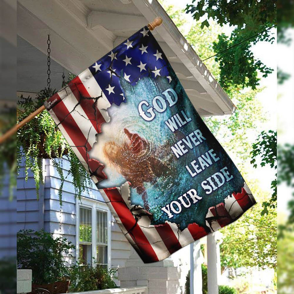 God Will Never Leave Your Side American US Flag | Garden Flag | Double Sided House Flag