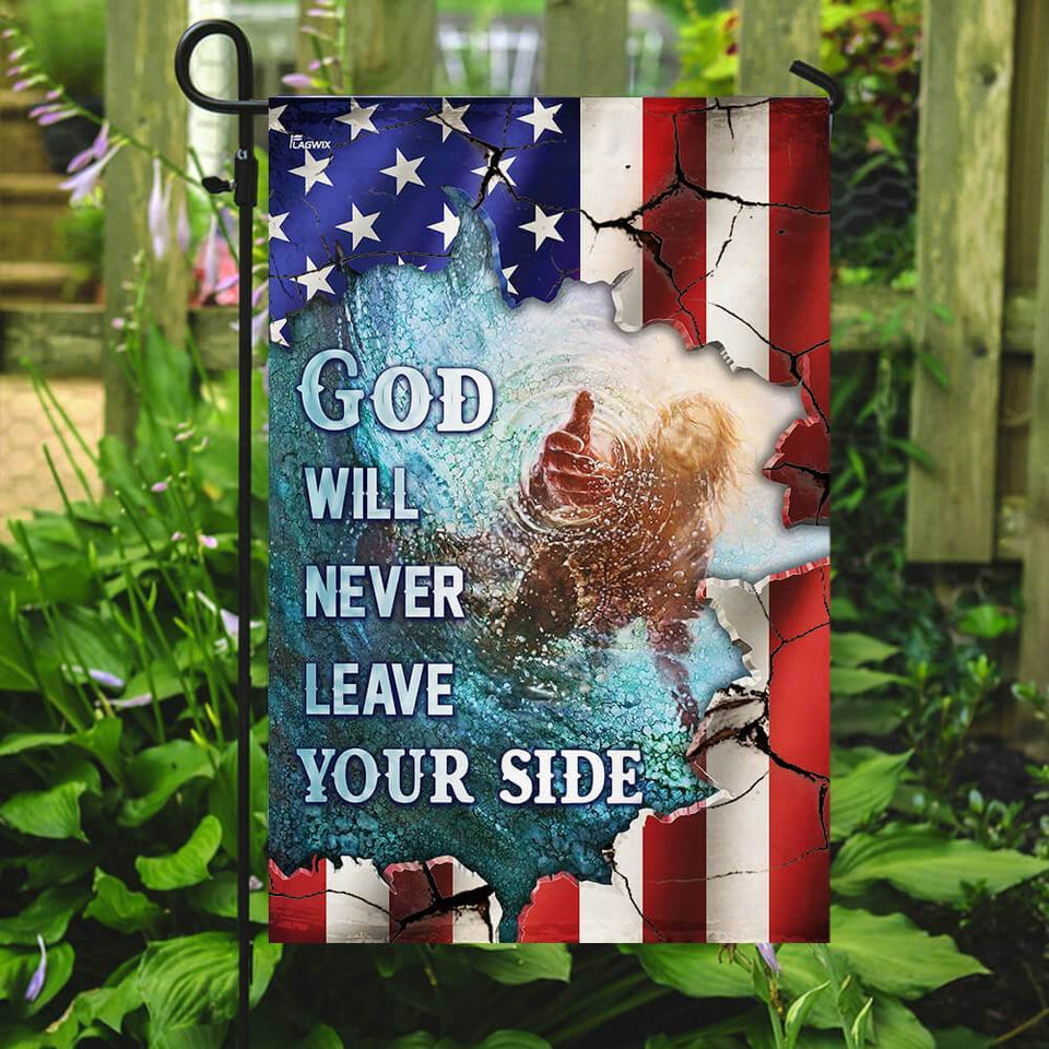 God Will Never Leave Your Side American US Flag | Garden Flag | Double Sided House Flag