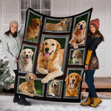 Fleece Blanket Golden Retriever Lovely Faces Fleece Blanket Print 3D, Unisex, Kid, Adult - Love Mine Gifts