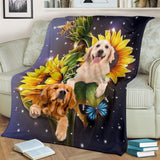 Golden retriever sunflower beautiful blanket