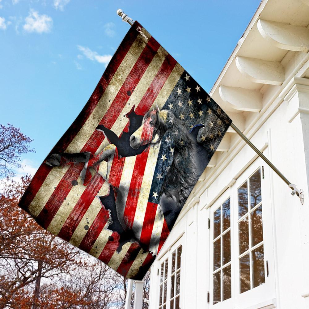 Horse America US Flag | Garden Flag | Double Sided House Flag