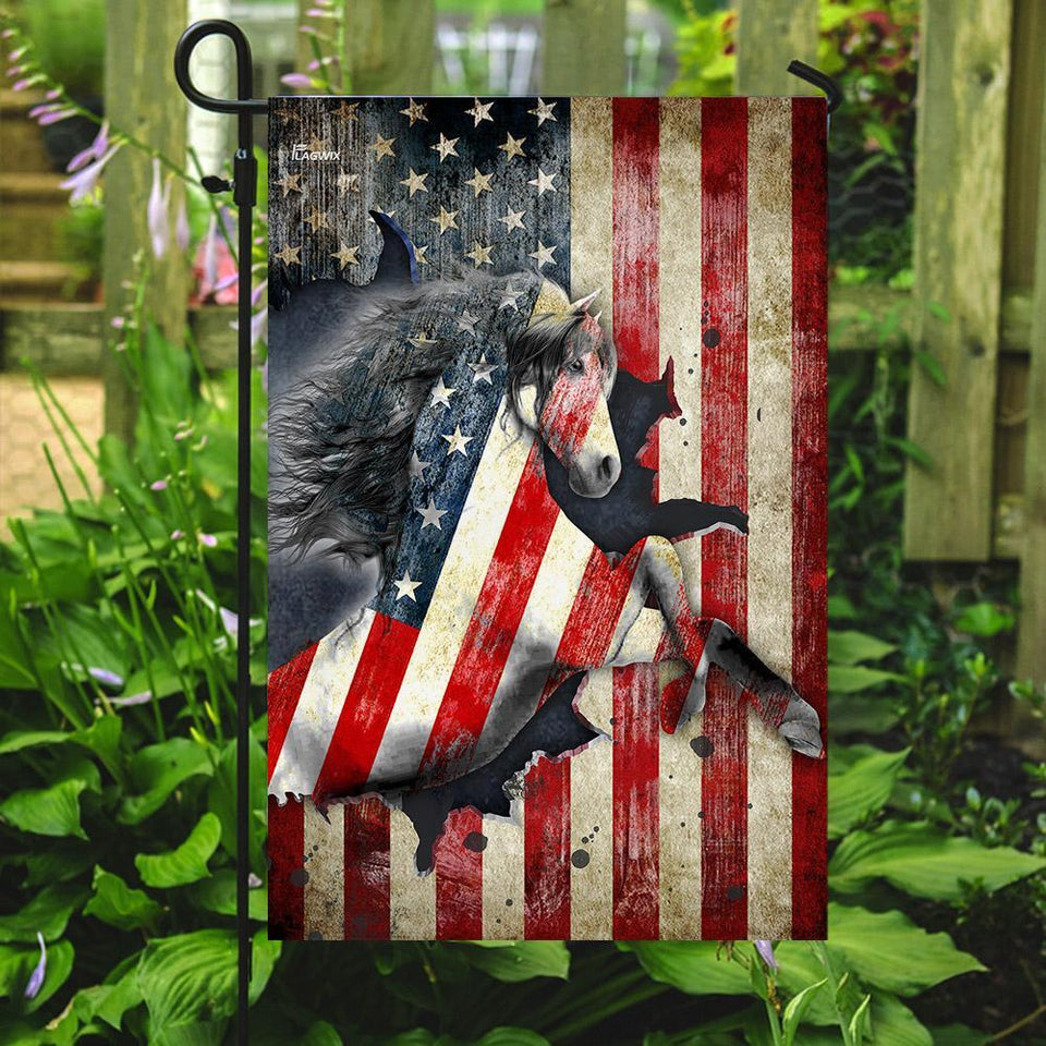 Horse America US Flag | Garden Flag | Double Sided House Flag