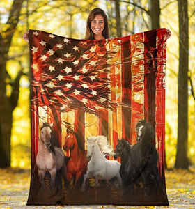 Horse American Flag Sunshine Blanket