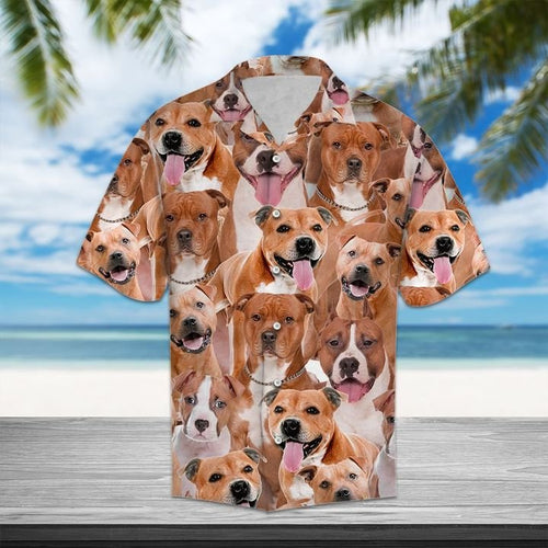 Hawaiian Shirt American Staffordshire Terrier Hawaiian Shirt Summer Button Up for Men, Women, Couple - Love Mine Gifts