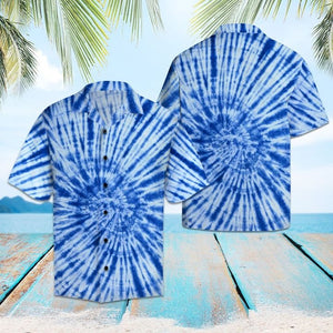Hawaiian Shirt Blue Tie Dye Hawaiian Shirt Summer Button Up for Men, Women, Couple - Love Mine Gifts