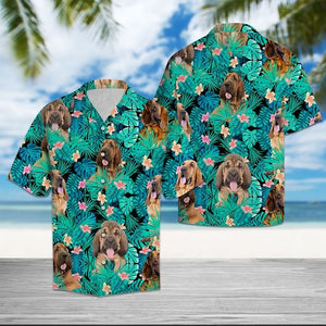 Hawaiian Shirt Bloodhound Tropical Hawaiian Shirt Summer Button Up for Men, Women, Couple - Love Mine Gifts