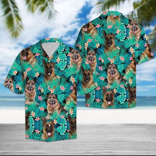 Hawaiian Shirt German Shepherd Tropical Hawaiian Shirt Summer Button Up for Men, Women, Couple - Love Mine Gifts