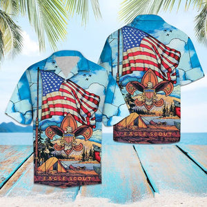 Hawaiian Shirt Eagle Scout Flag Hawaiian Shirt Summer Button Up for Men, Women, Couple - Love Mine Gifts