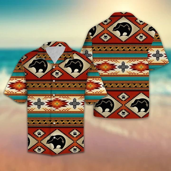 Hawaiian Shirt Native American Bear Hawaiian Shirt Summer Button Up for Men, Women, Couple - Love Mine Gifts