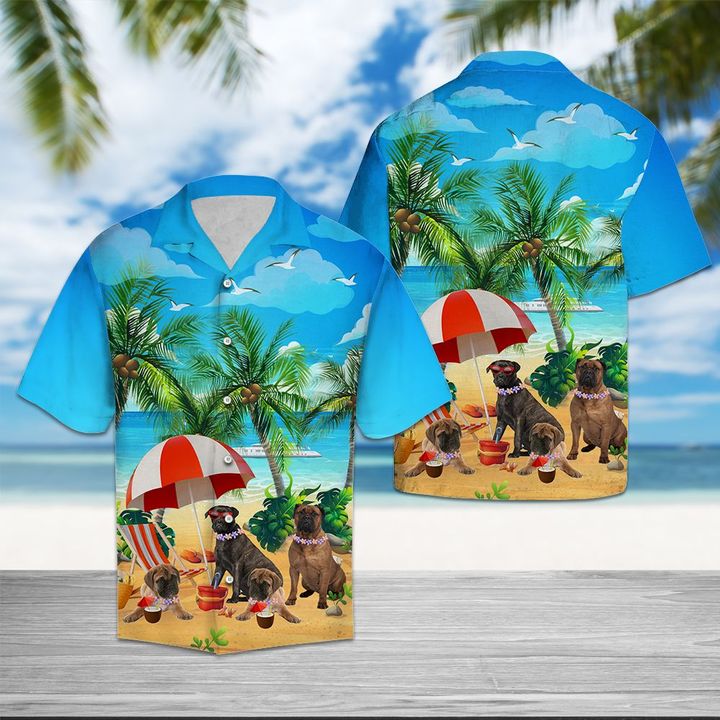 Hawaiian Shirt Bullmastiff Beach Summer Hawaiian Shirt Summer Button Up for Men, Women, Couple - Love Mine Gifts