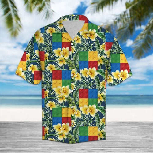 Hawaiian Shirt Lego Frangipani Hawaiian Shirt Summer Button Up for Men, Women, Couple - Love Mine Gifts