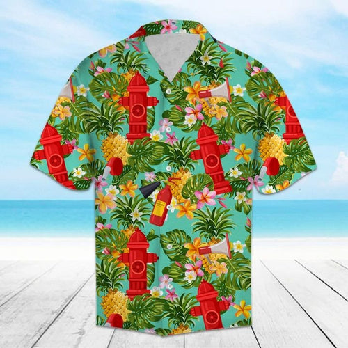 Hawaiian Shirt Pineapple Firefighter Hawaiian Shirt Summer Button Up for Men, Women, Couple - Love Mine Gifts