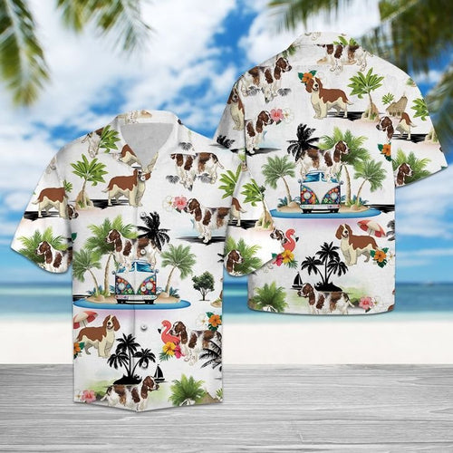 Hawaiian Shirt English Springer Spaniel Vacation Hawaiian Shirt Summer Button Up for Men, Women, Couple - Love Mine Gifts
