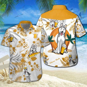 Hawaiian Shirt Siberian Husky Beer Hawaiian Shirt Summer Button Up for Men, Women, Couple - Love Mine Gifts