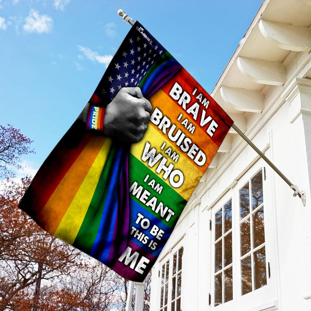 I Am Brave I Am Bruised LGBT Pride Flag | Garden Flag | Double Sided House Flag
