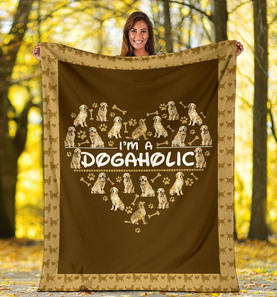I am dogaholic Golden retriever blanket