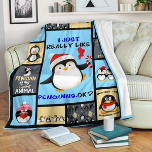Fleece Blanket I Just Really Like Penguins Fleece Blanket Print 3D, Unisex, Kid, Adult - Love Mine Gifts