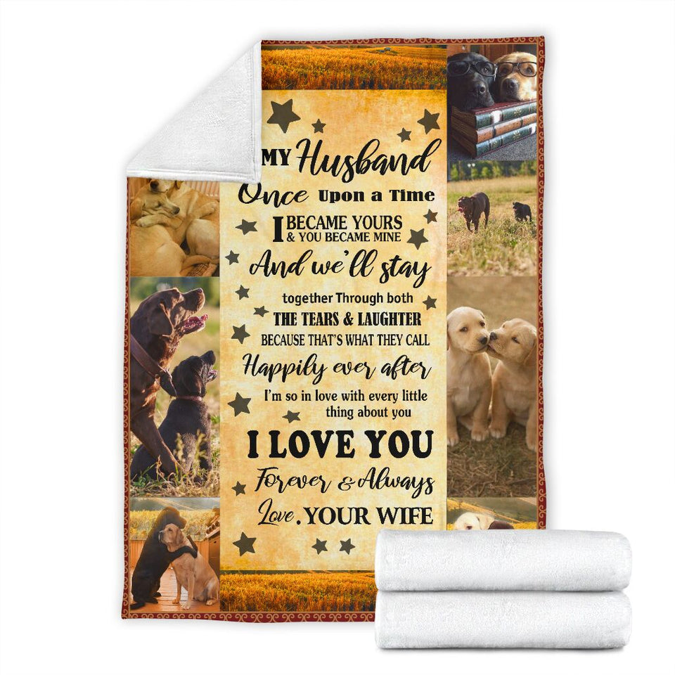 I Love You Husband Labrador Blanket