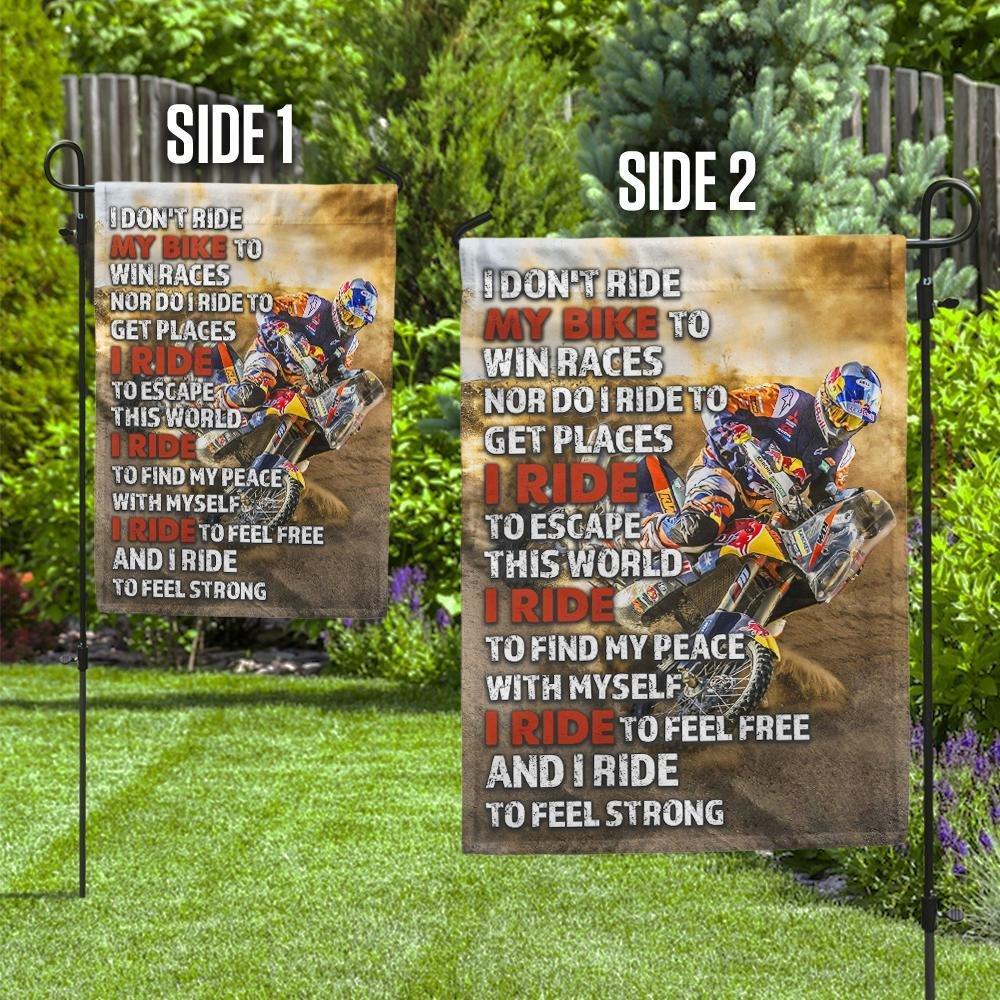 I Ride To Feel Strong Motocross Flag | Garden Flag | Double Sided House Flag