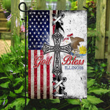 Illinois State American Christian Cross Flag | Garden Flag | Double Sided House Flag