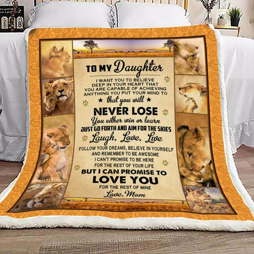 Lion Never Give Up Fleece Blanket | Adult 60x80 inch | Youth 45x60 inch | Colorful | BK1994