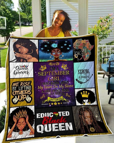 I'm A September Beautiful Black Girl Fleece Blanket | Adult 60x80 inch | Youth 45x60 inch | Colorful | BK2789