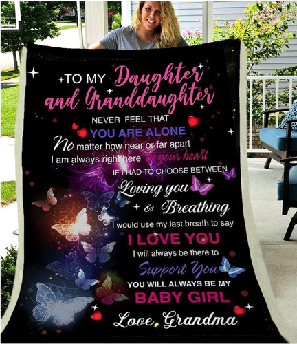 Daughter And Granddaughter Fleece Blanket | Adult 60x80 inch | Youth 45x60 inch | Colorful | BK2430