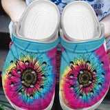 Hippie Personalized Clog, Custom Name, Text, Color, Number Fashion Style For Women, Men, Kid, Print 3D Tie Dye Sunflower