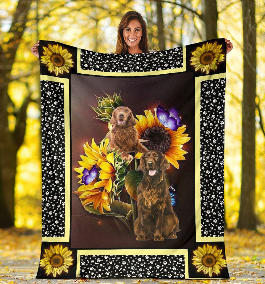Irish setter dark sunflower blanket