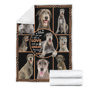 Fleece Blanket Irish Wolfhound Fall In Love Fleece Blanket Print 3D, Unisex, Kid, Adult - Love Mine Gifts